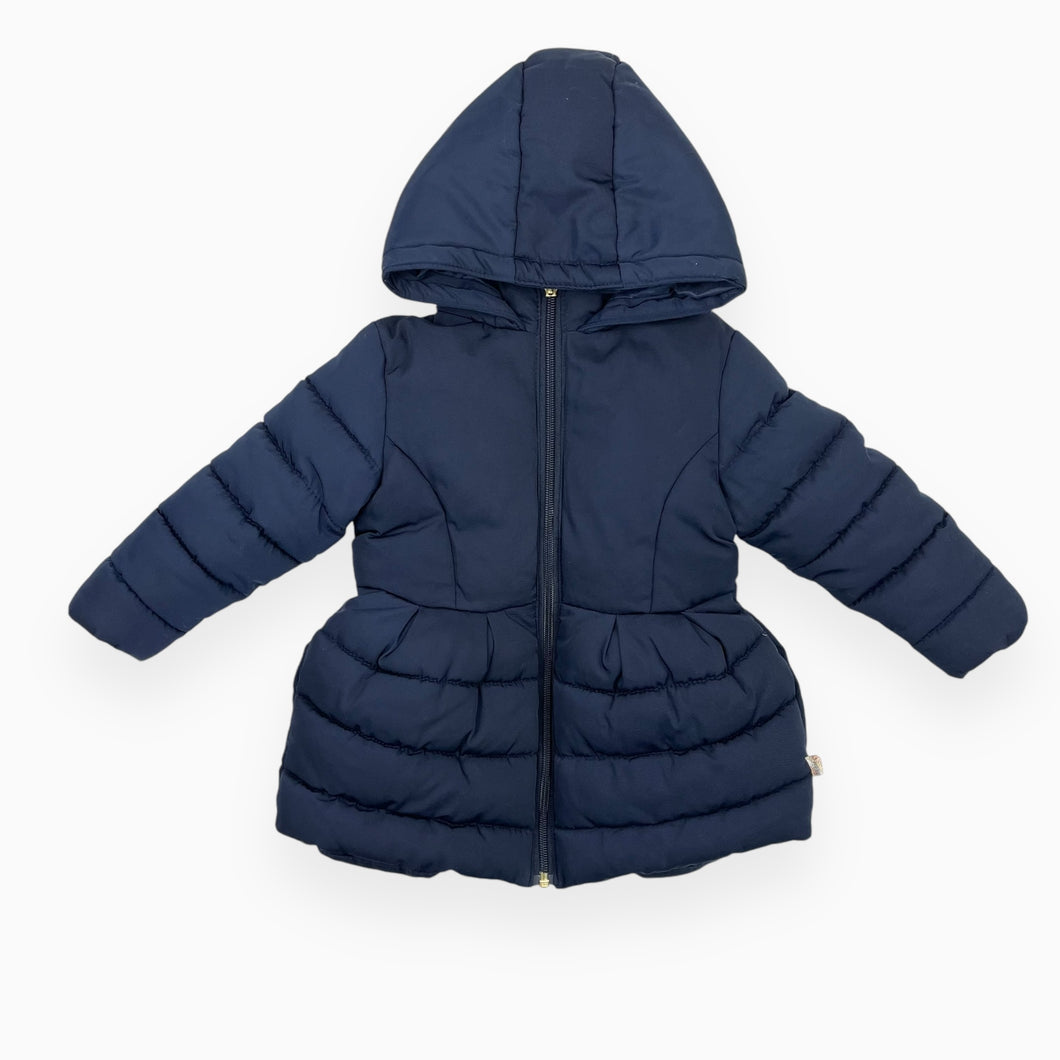 Manteau marine mi-long avec boucle au dos 2Y