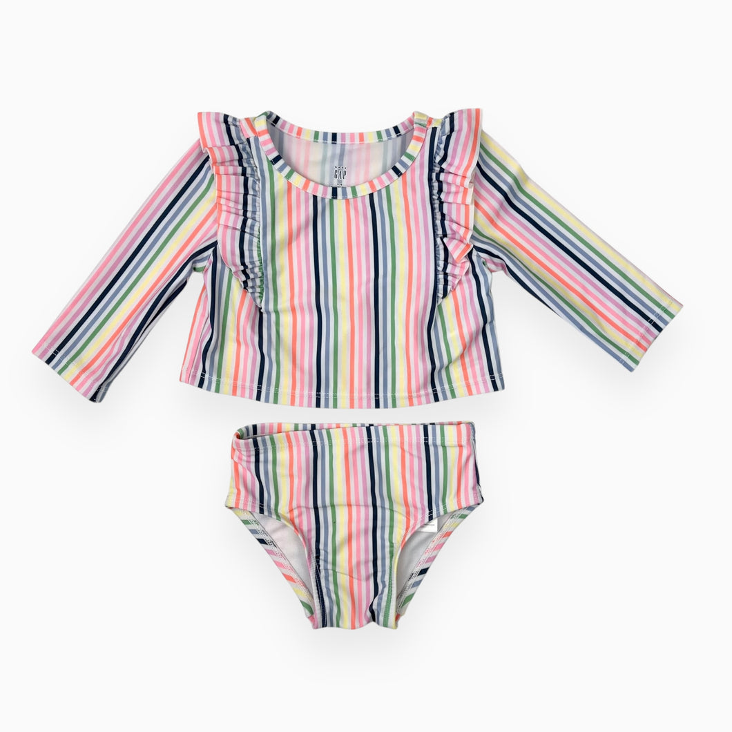 Maillot deux-pièces à rayures multicolores 0-6M