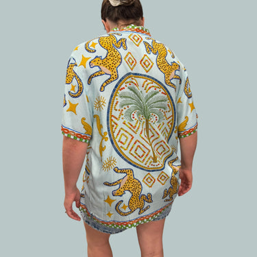 Chemise aqua à motifs en viscose pour femmes XL