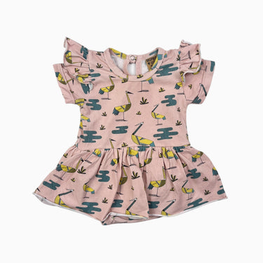 Robe avec cache-couche intégré rose 'animaux' 4-9M