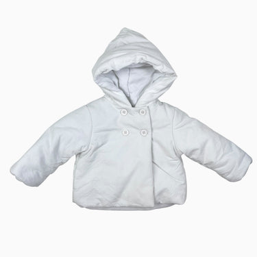 Manteau veste à capuchon blanc en coton matelassé 6M