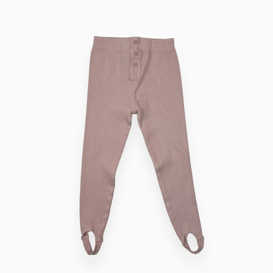 Legging rose pâle en coton et élastane cotelé avec élastique 2-3Y