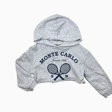 Pull à capuchon cropped gris 'Monte Carlo' 2-4Y