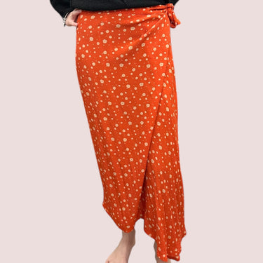 Jupe maxi rouge fleurie en rayonne pour femmes XS