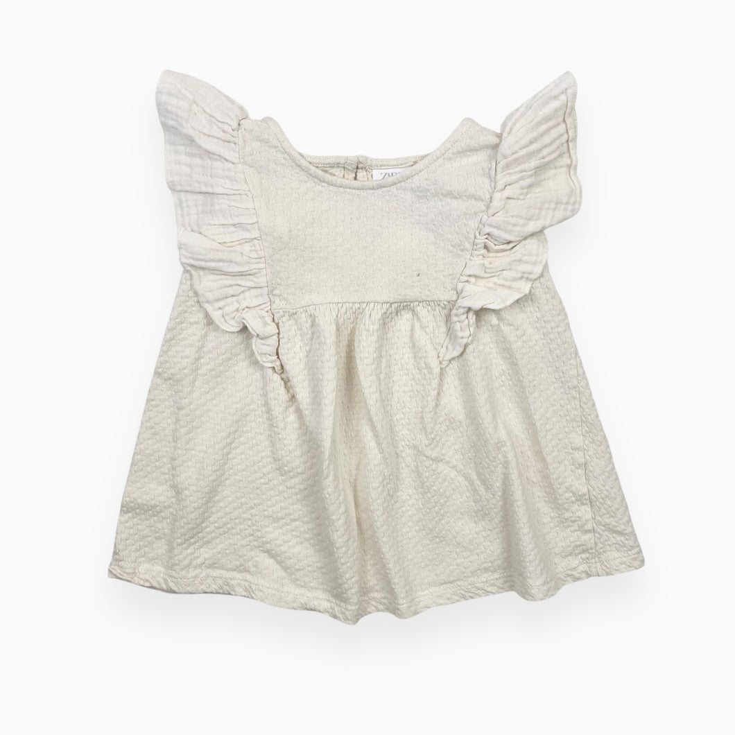 Blouse crème en coton texturé avec volants 5-6Y