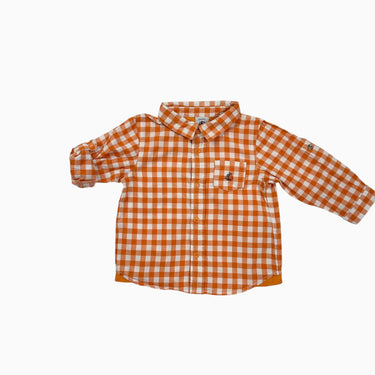 Chemise à vichy orange 12M