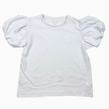 T-shirt blanc avec perles avec manches ballons 16Y