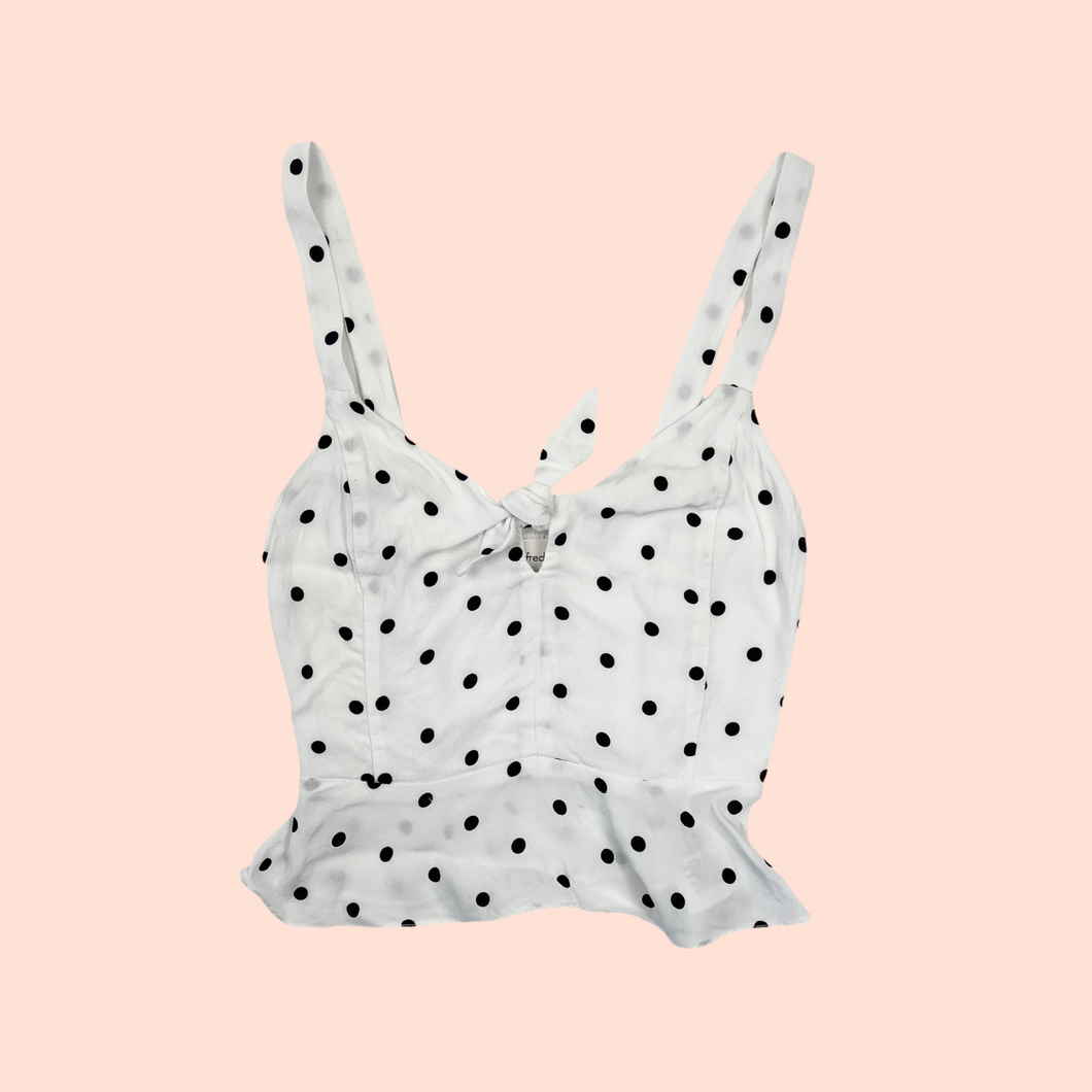 Camisole blanche noué à pois en rayonne et viscose pour femmes XXS