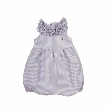 Barboteuse à rayures lilas en coton piqué 18M