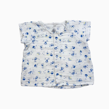 Blouse blanche 'voiliers' en mousseline 6M