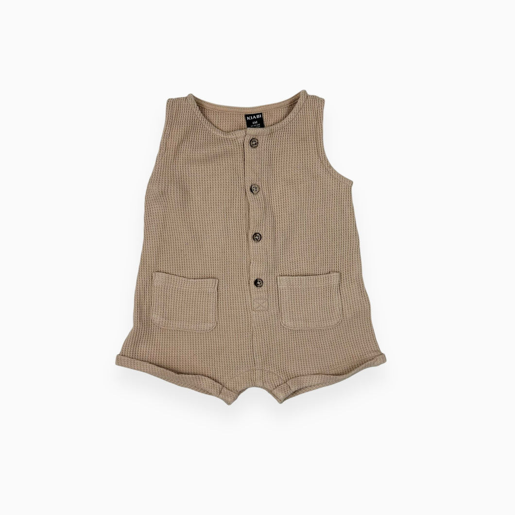 Combi short sable sans manche en coton gaufré 6M