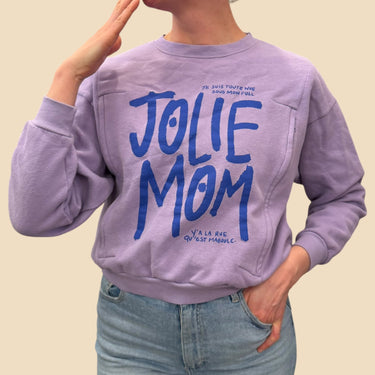 Pull d'allaitement violet 'Jolie Mom' en coton pour femmes M