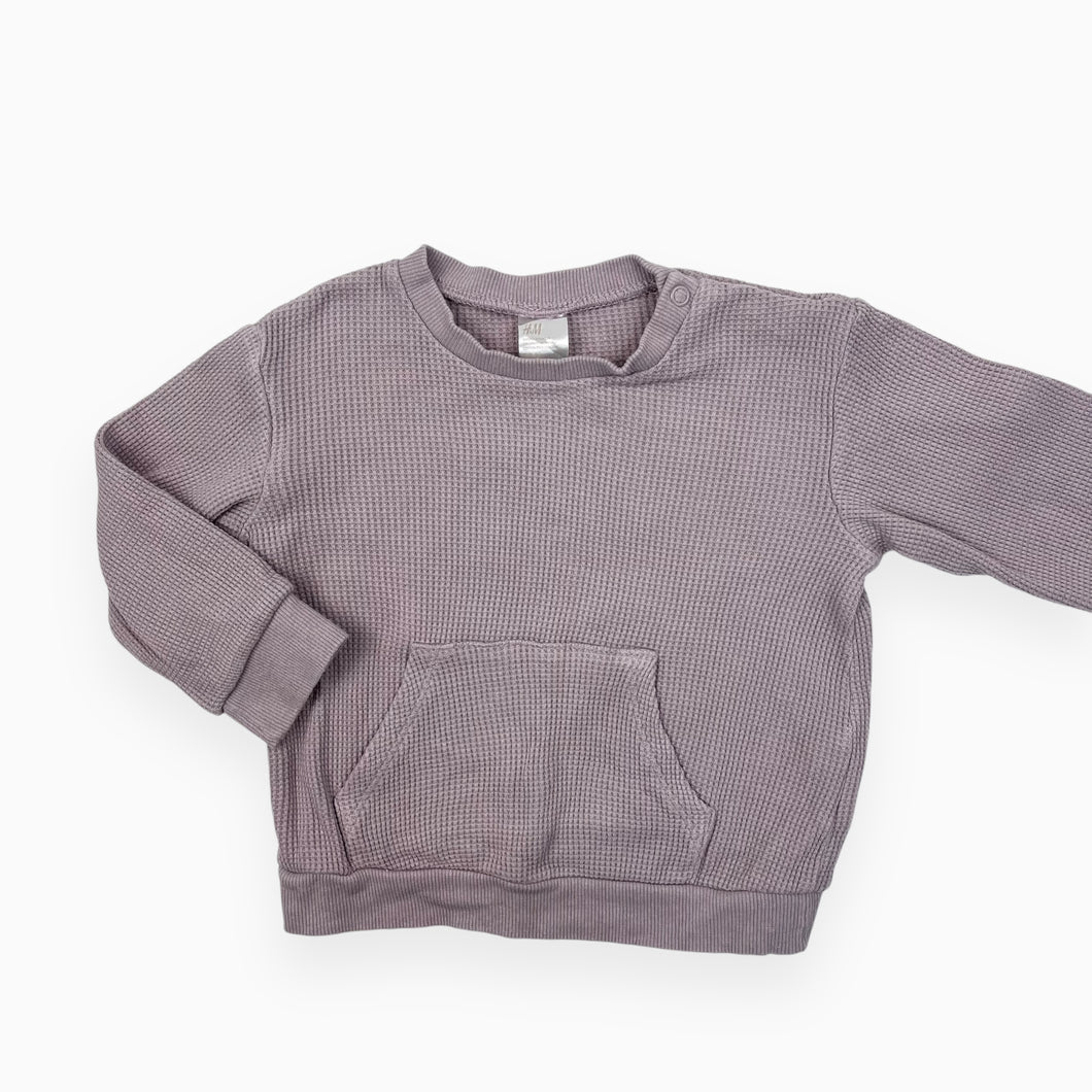 Pull lilas en coton bio gaufré 9-12M