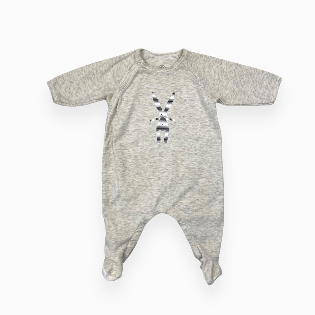 Pyjama en coton gris chiné avec imprimé lapin 3M