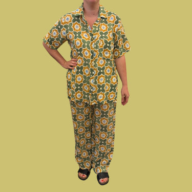 Chemise à motifs colorés en lin pour femmes L