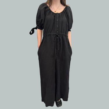 Combi noir en lin pour femmes XS-S