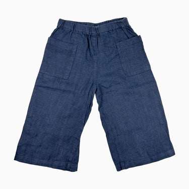 Pantacourt marine en lin 6-7Y