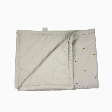 Couverture greige en percale 'citrons brodés' format bassinette