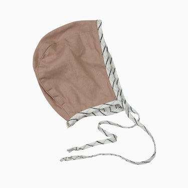 Bonnet rose réversible à rayures 0-3M