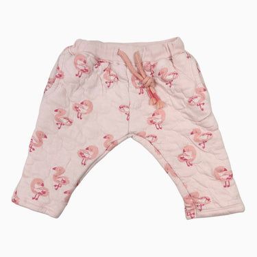 Pantalon rose 'flamants' matelassé 6-9M
