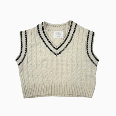 Pull débardeur vanille en tricot torsadé 8-9Y