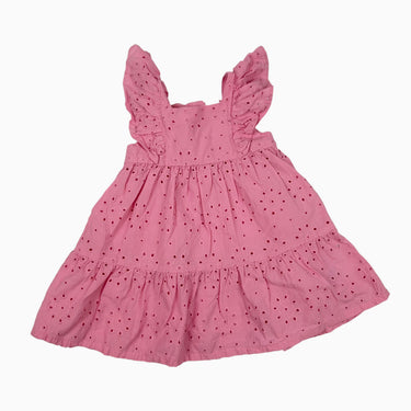 Robe rose avec broderie anglaise 4-6M
