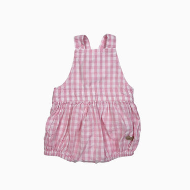 Barboteuse à vichy rose 6-9M