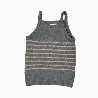 Camisole grise à rayures en peluche 18-24M