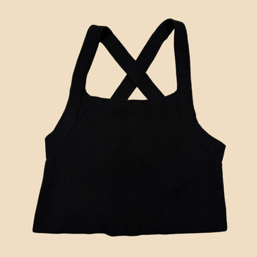 Haut cropped noir en tricot de rayonne et nylon pour femmes M