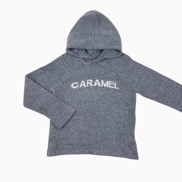 Pull à capuchon gris 'Caramel' en tricot de cachemire, laine et viscose 4Y