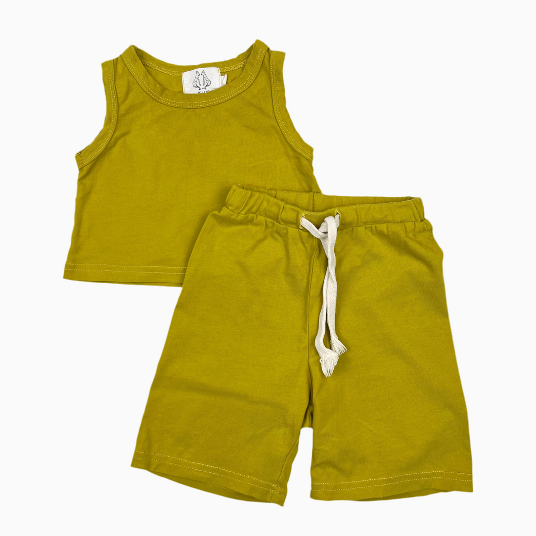 Ensemble en coton chartreuse 3-6M