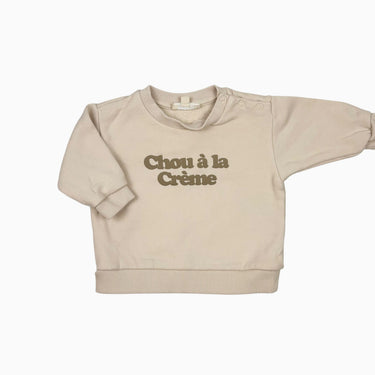 Pull rose pale 'chou à la crème' coton ouaté 6M