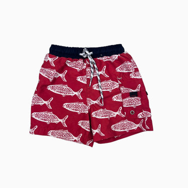 Maillot avec filet intégré rouge 'poissons' 2Y