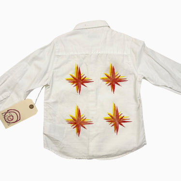 Chemise blanche étoiles rouge/jaune/orange 3-4Y