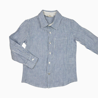 Chemise à rayures bleues 100% lin 4Y