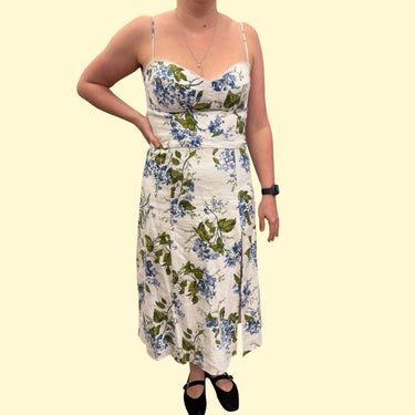 Robe maxi blanche 'Tagliatelle' fleurie en lin pour femmes 10US