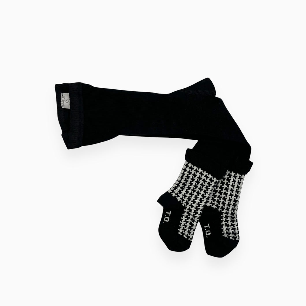 Bas collants noirs à imprimé pied de poule en coton et polyamide 12M