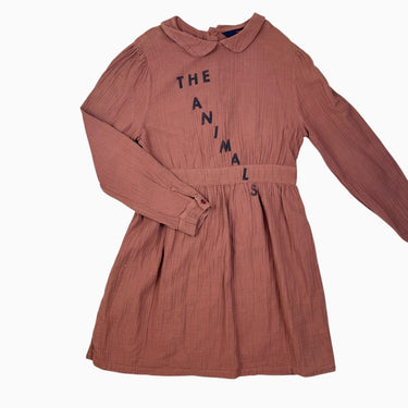 Robe à col claudine terracotta en mousseline 10Y