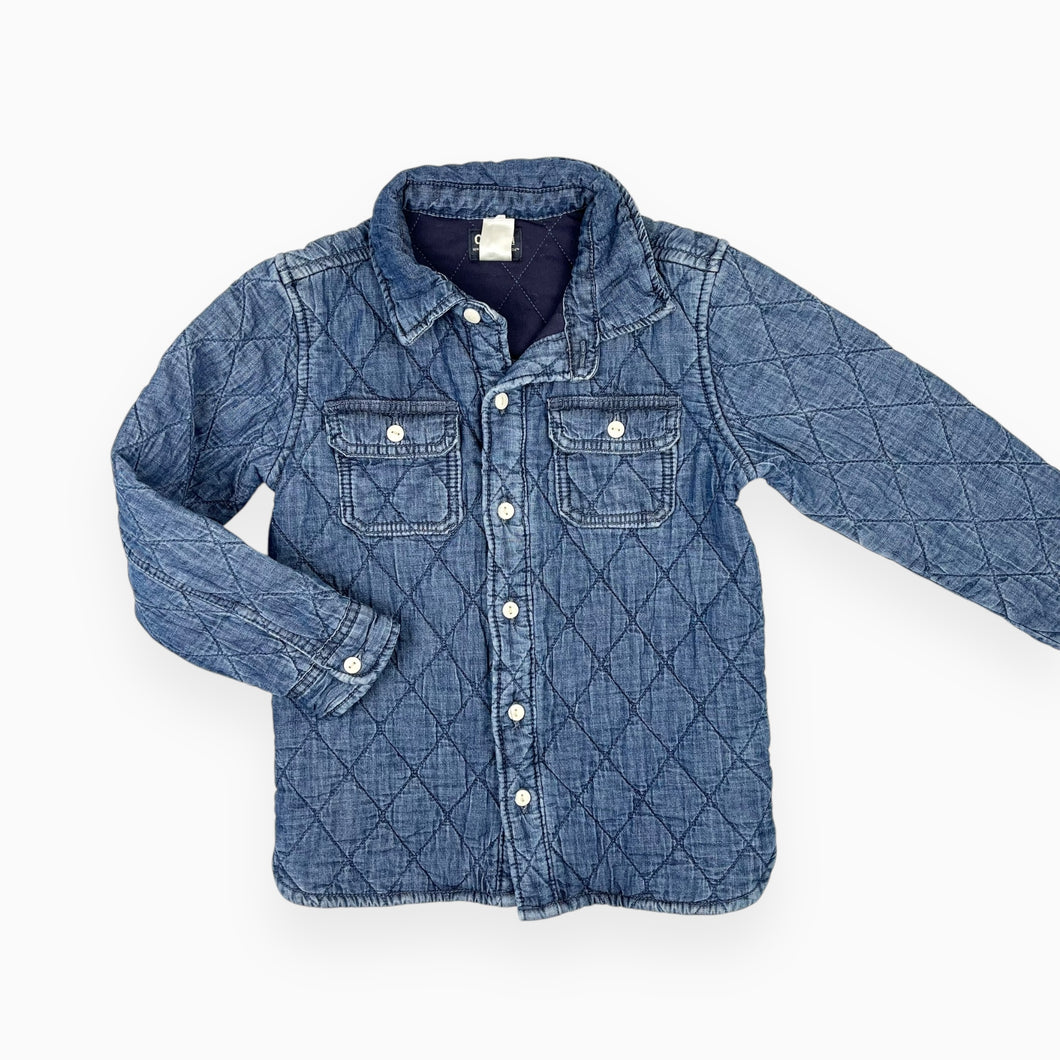 Veste style sur-chemise en coton matelassé chambray 6Y