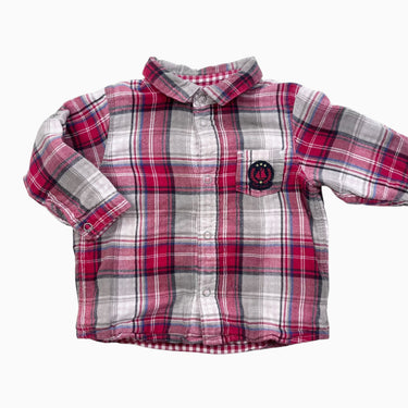 Chemise carreauté rouge avec écusson 18M