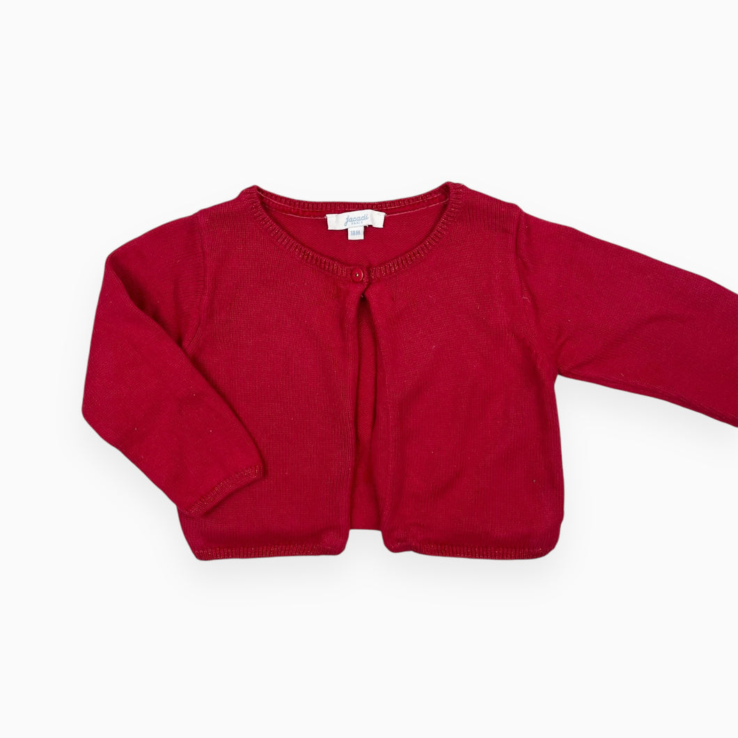 Cardigan rouge en tricot de viscose, coton, polyamide, angora et laine 18M