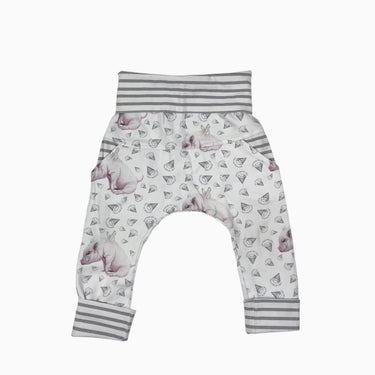 Pantalon blanc 'cochons' en bambou et coton 1-3Y