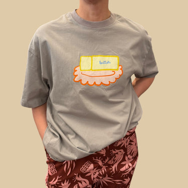 T-shirt oversized gri s'butter' en coton pour femmes S fit L