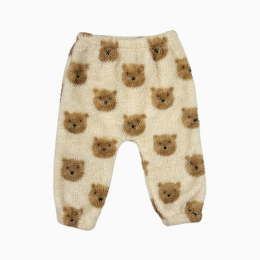 Pantalon vanille 'oursons' en peluche 12-18M