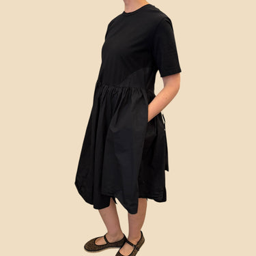 Robe midi noire en coton pour femmes M