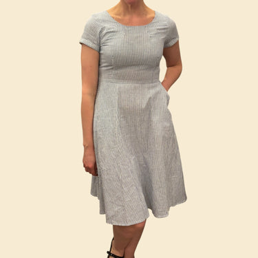 Robe midi à rayures bleues en coton pour femmes S