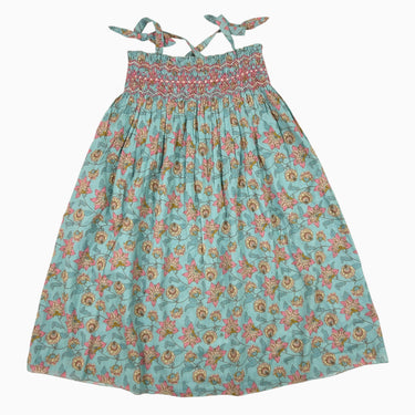 Robe bleue fleurie avec smock 4Y