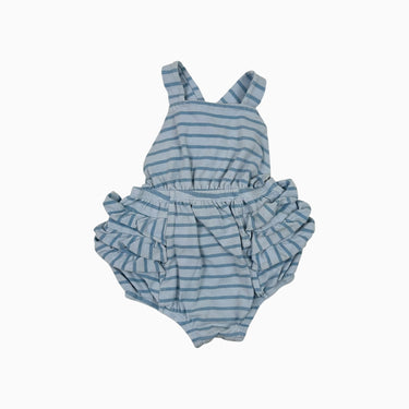 Barboteuse bleue à rayures en coton et spandex 2Y