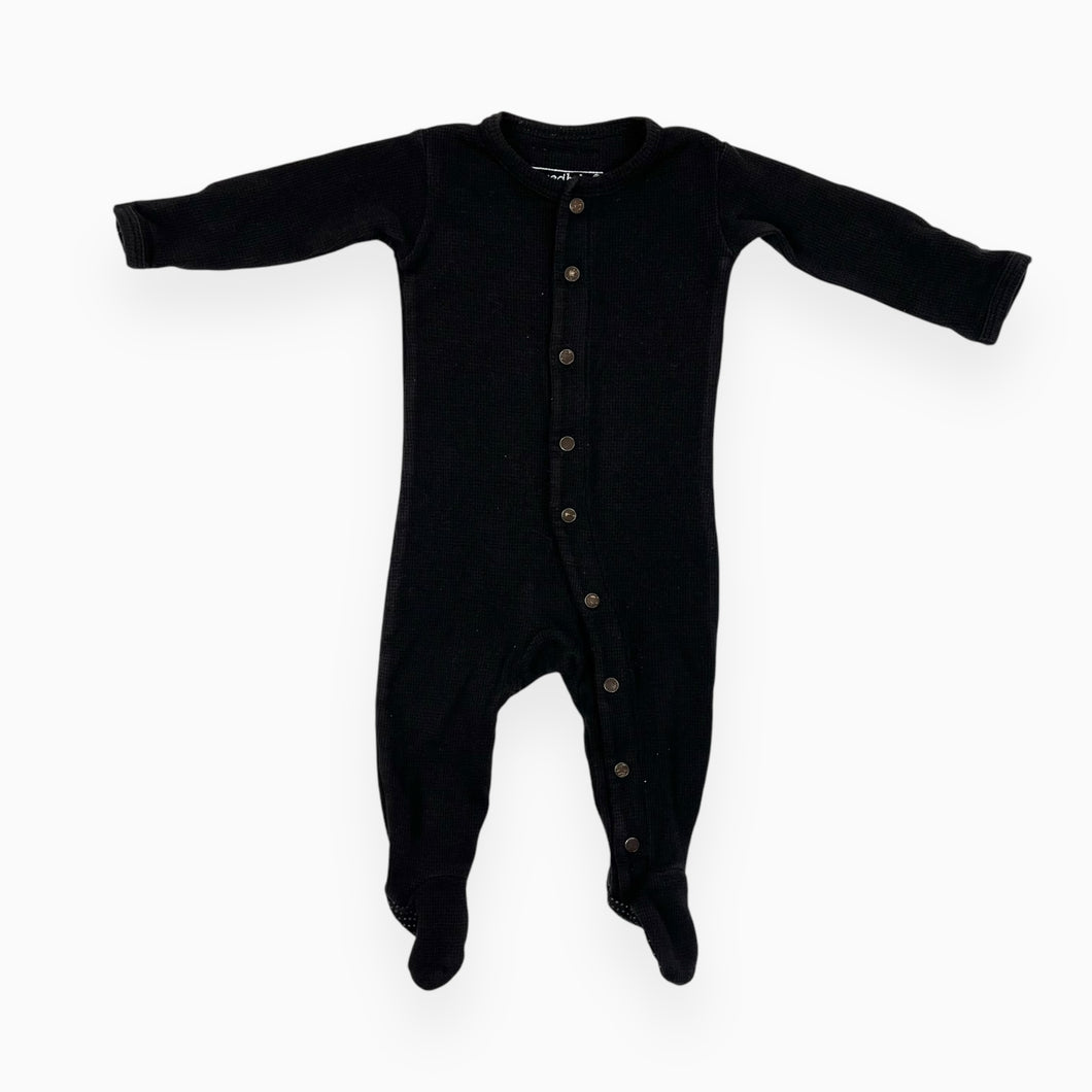 Pyjama en coton bio gaufré noir 3-6M