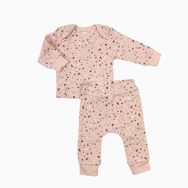 Pyjama 2 pièces rose 'terrazzo' en coton gaufré 3M